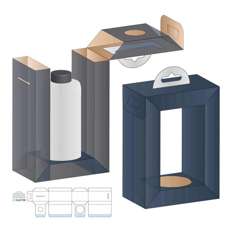 Box packaging die cut template design. 3d mock-up vector