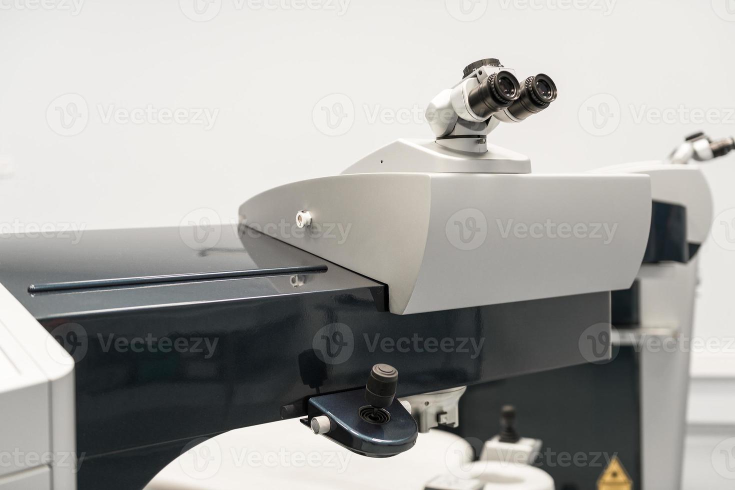 microscope in the surgical room. modern medical equipment in eye hospital. medicine concept photo