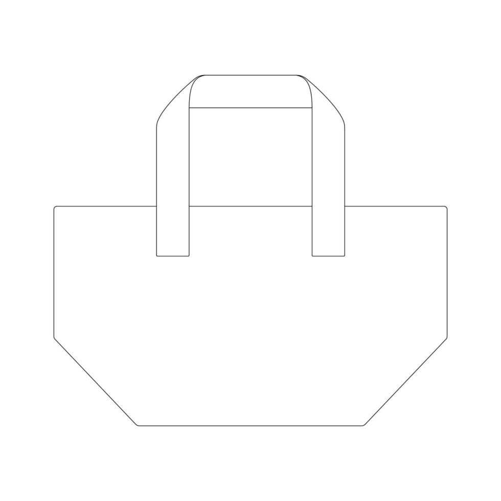 plantilla tote bag grande vector ilustración boceto plano esquema de diseño