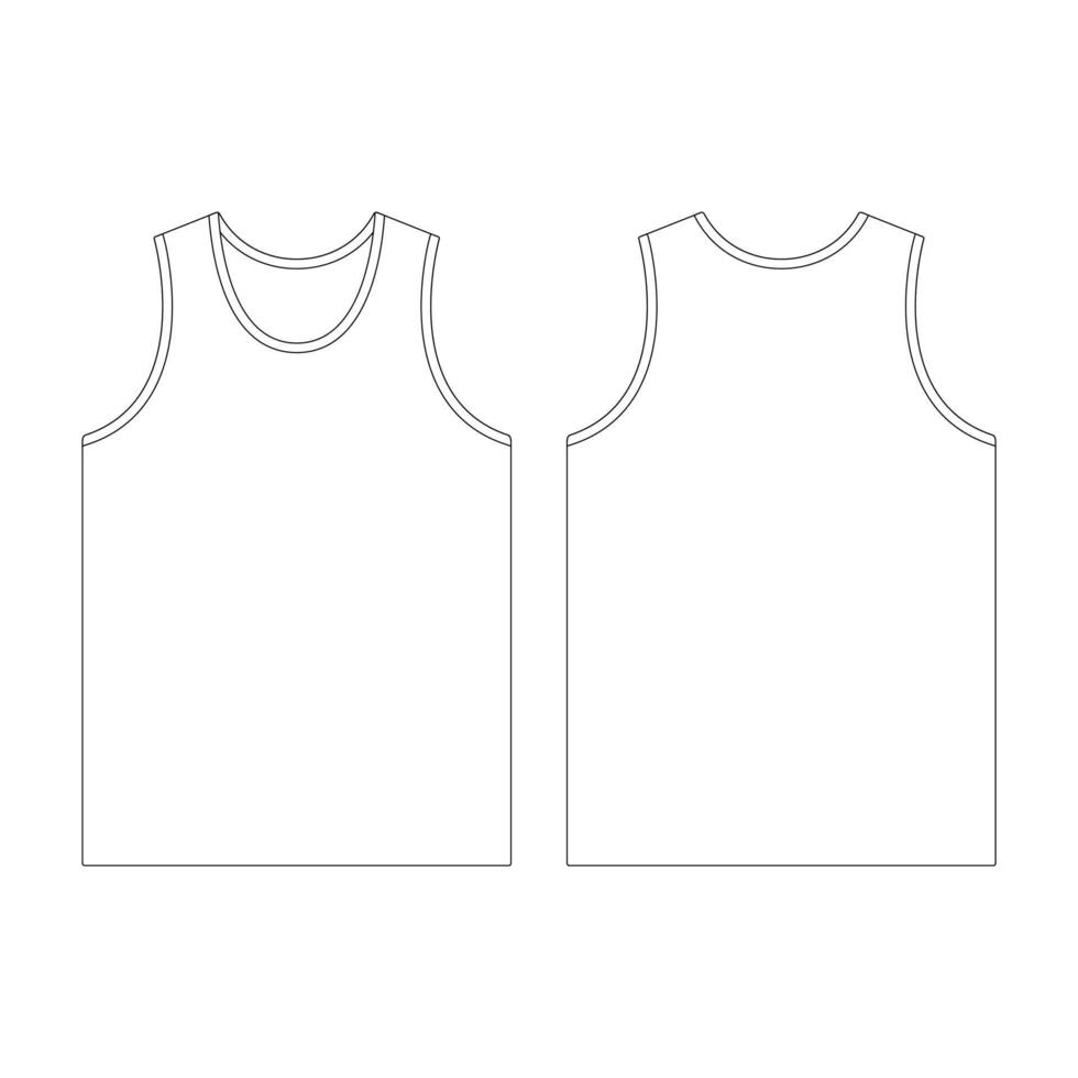 Template tank top vector illustration flat sketch design outline Template tank top vector illustration flat sketch design outline