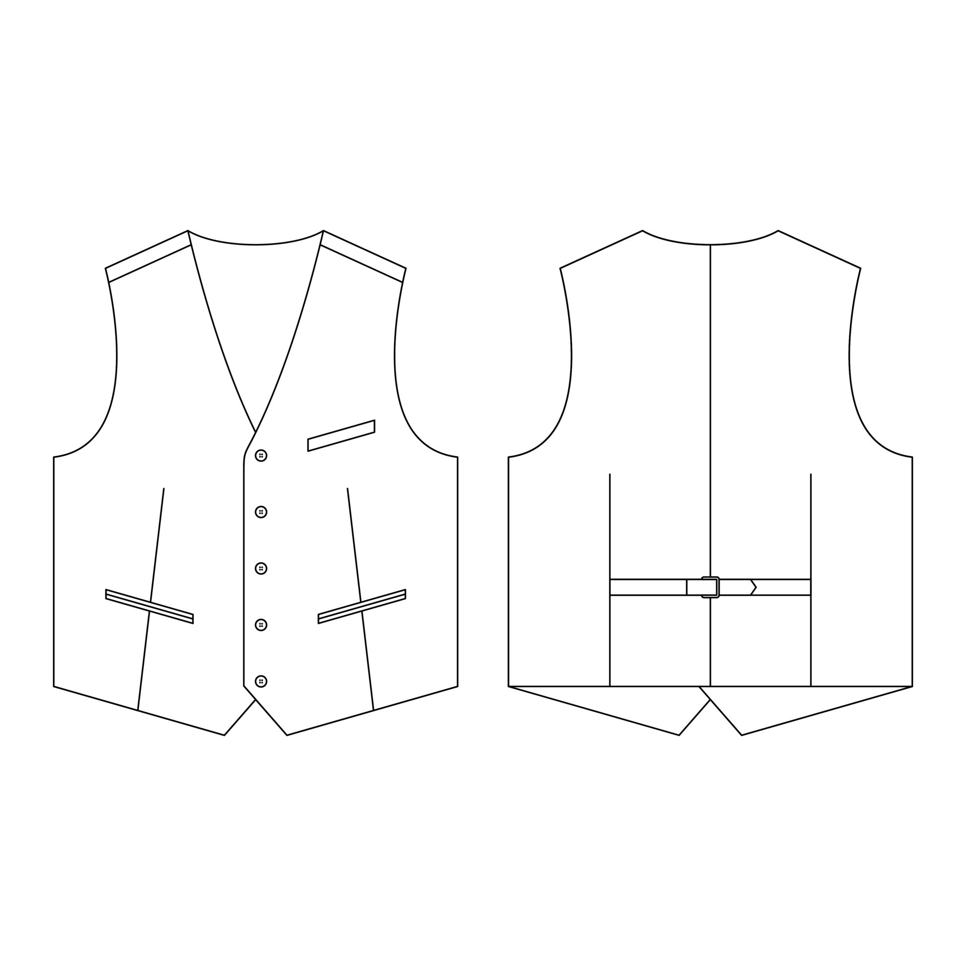 Template suit waistcoast jetted front pockets vector illustration flat ...