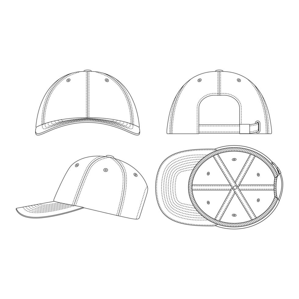 Template dad hat illustration flat design outline template clothing collection vector