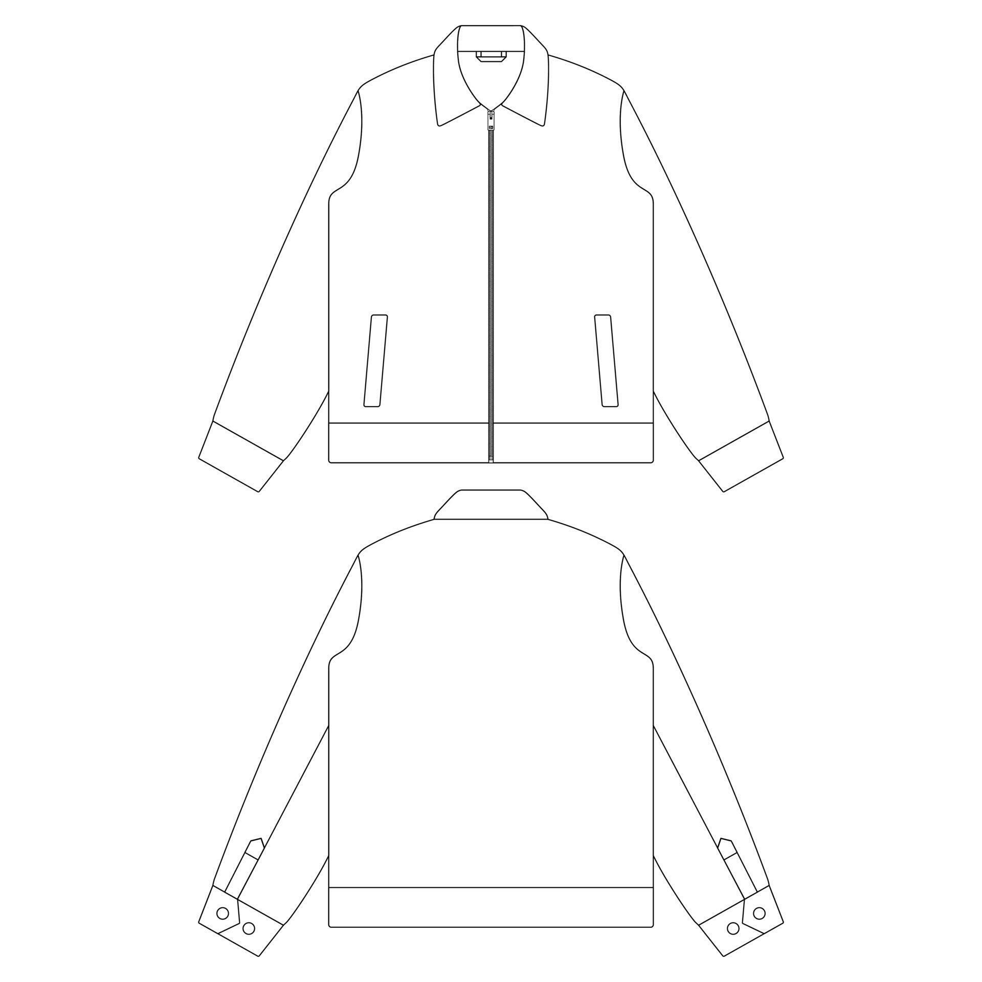 Template zip jacket vector illustration flat sketch design outline Template zip jacket vector illustration flat sketch design outline