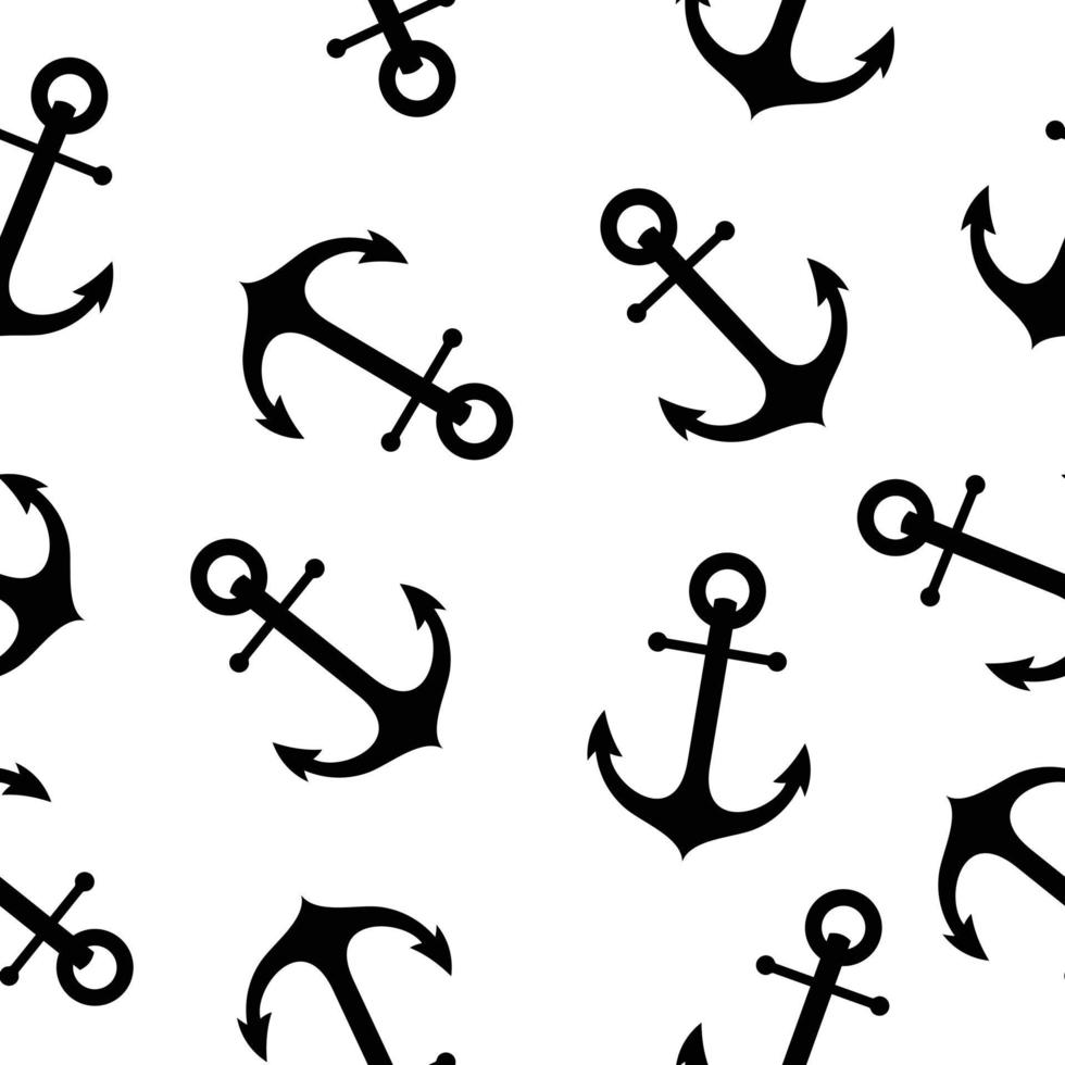 Marine seamless pattern Anchor vector