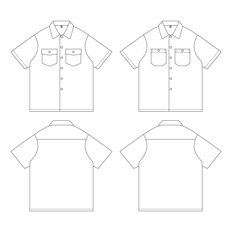 Template work shirt vector illustration flat design outline clothing collection