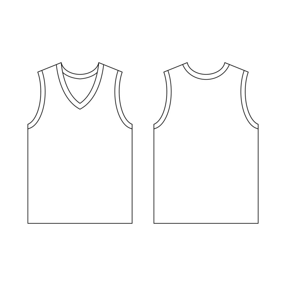 plantilla jersey baloncesto v-cuello ilustración vectorial diseño plano esquema plantilla ropa colección vector