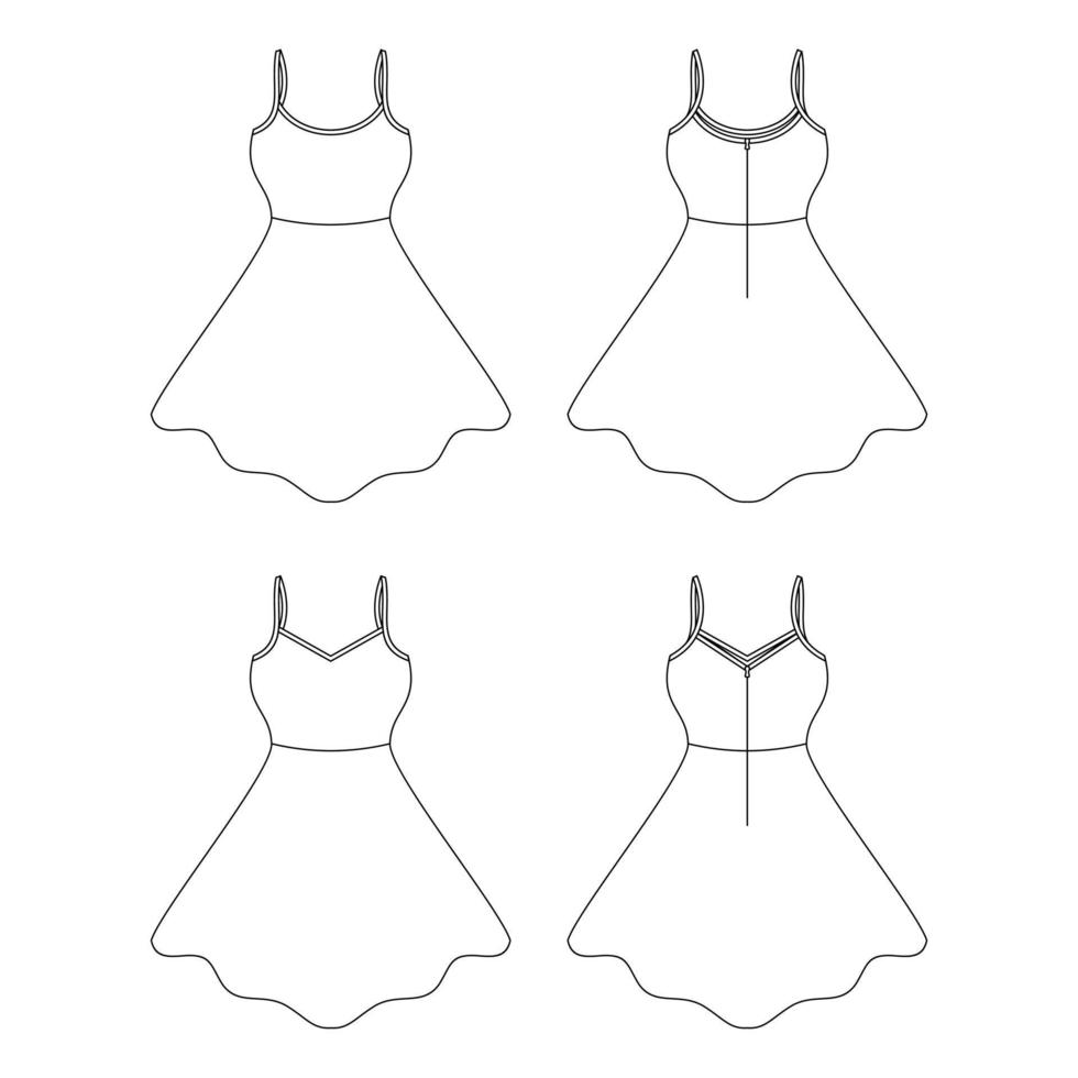 plantilla vestido correa mujer ilustración diseño plano esquema plantilla ropa colección vector