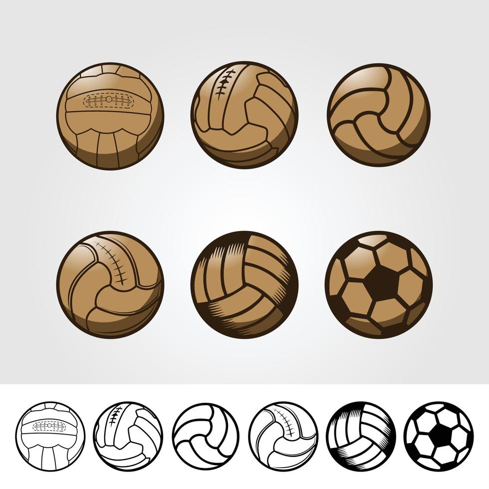 establecer ilustración de vector plano de balón de fútbol