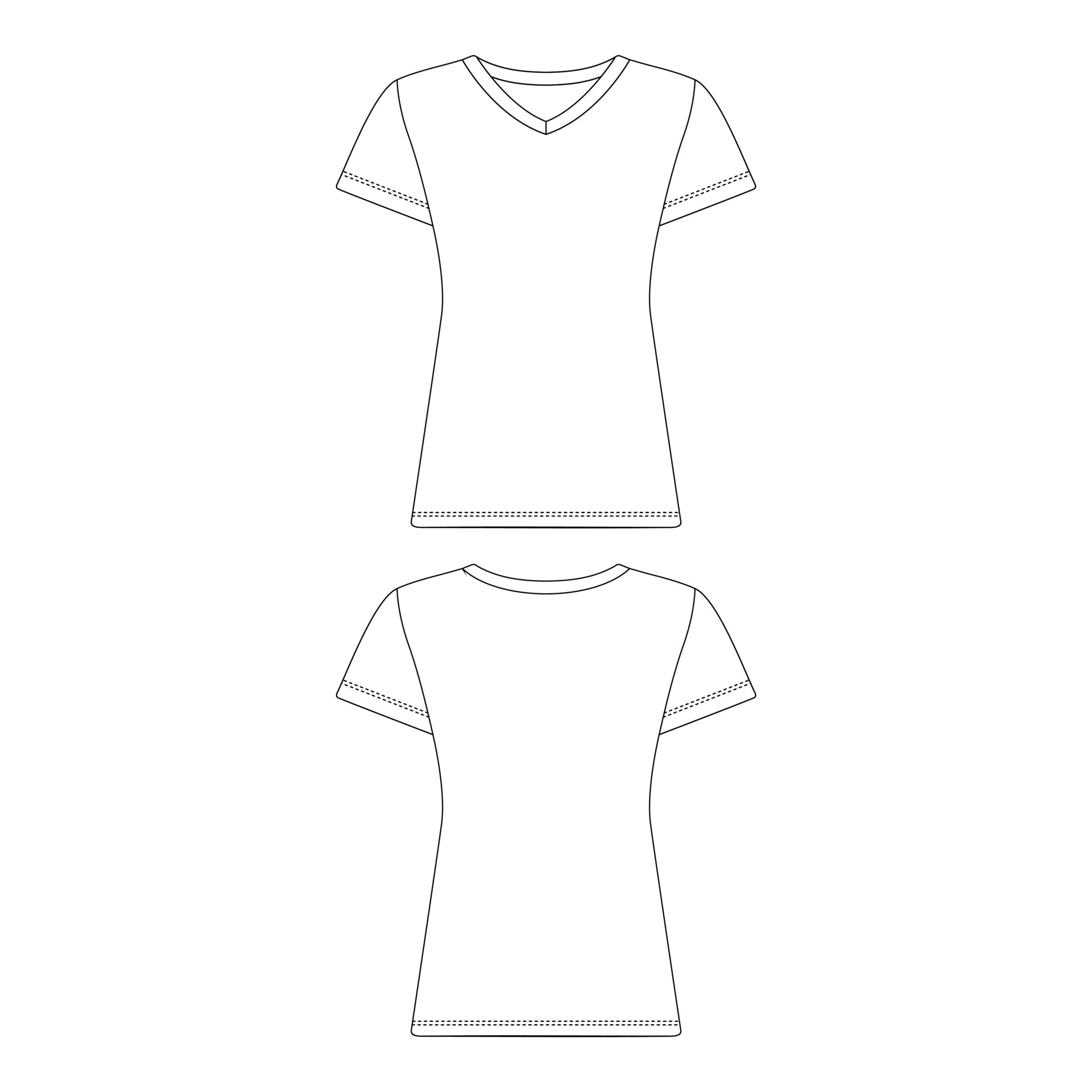 Template v-neck t-shirt women vector illustration flat sketch design ...