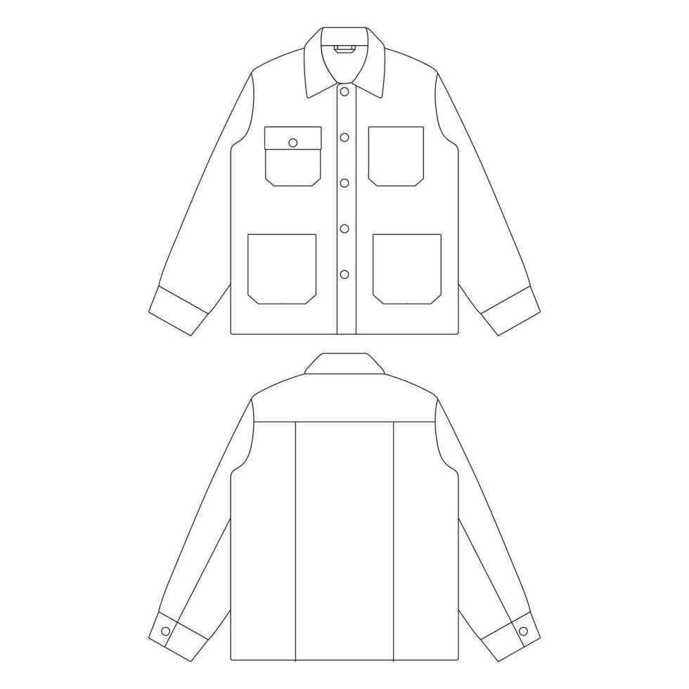 Template chore jacket vector illustration flat sketch design outline outerwear