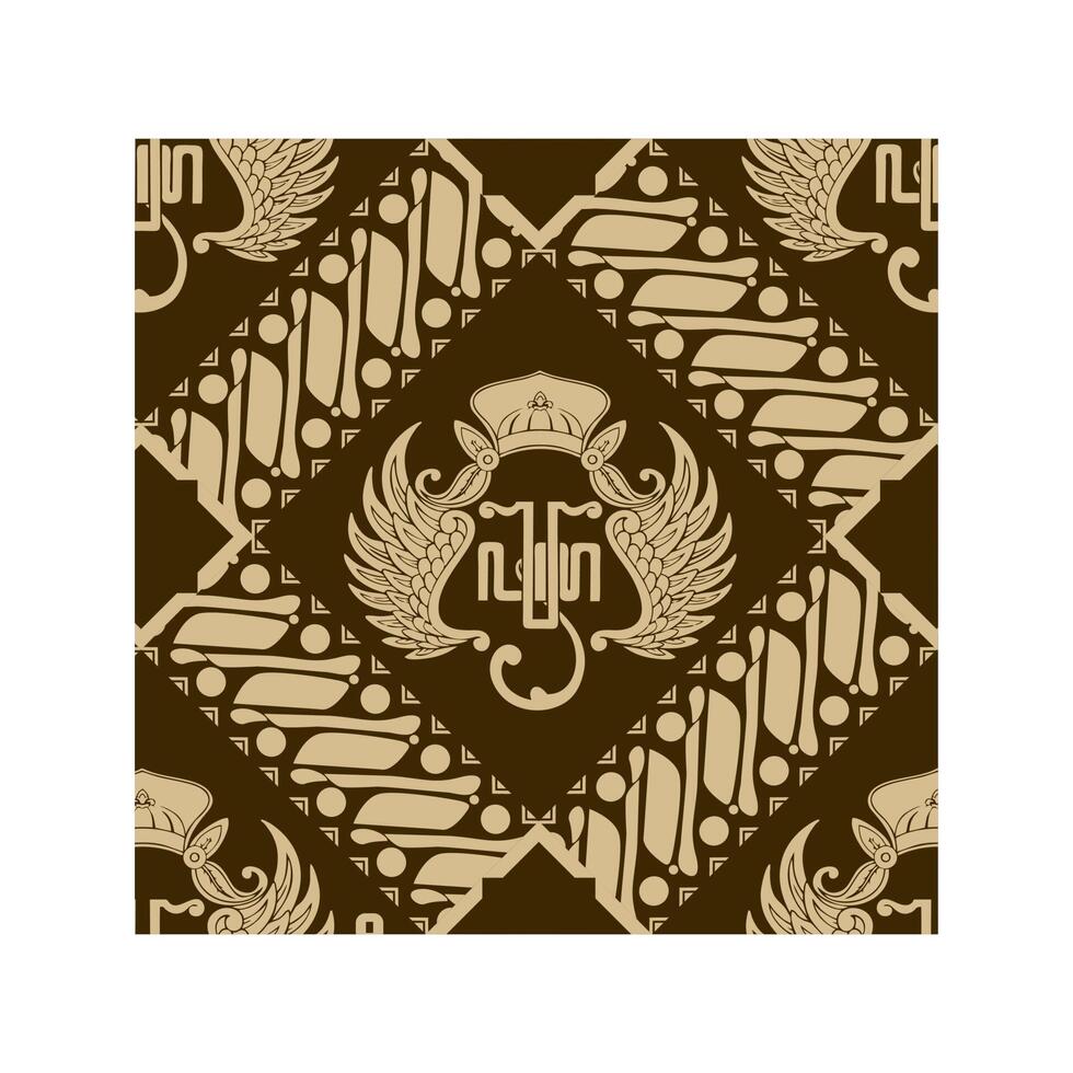 Pattern batik parang and logo keraton Yogyakarta  in Indonesian java, vector illustration