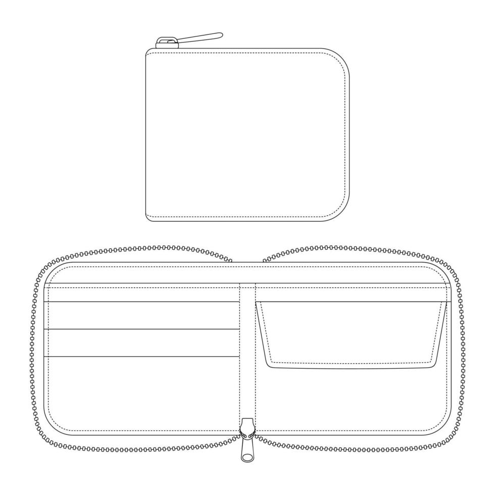 plantilla bolsa billetera vector ilustración diseño plano contorno colección de ropa