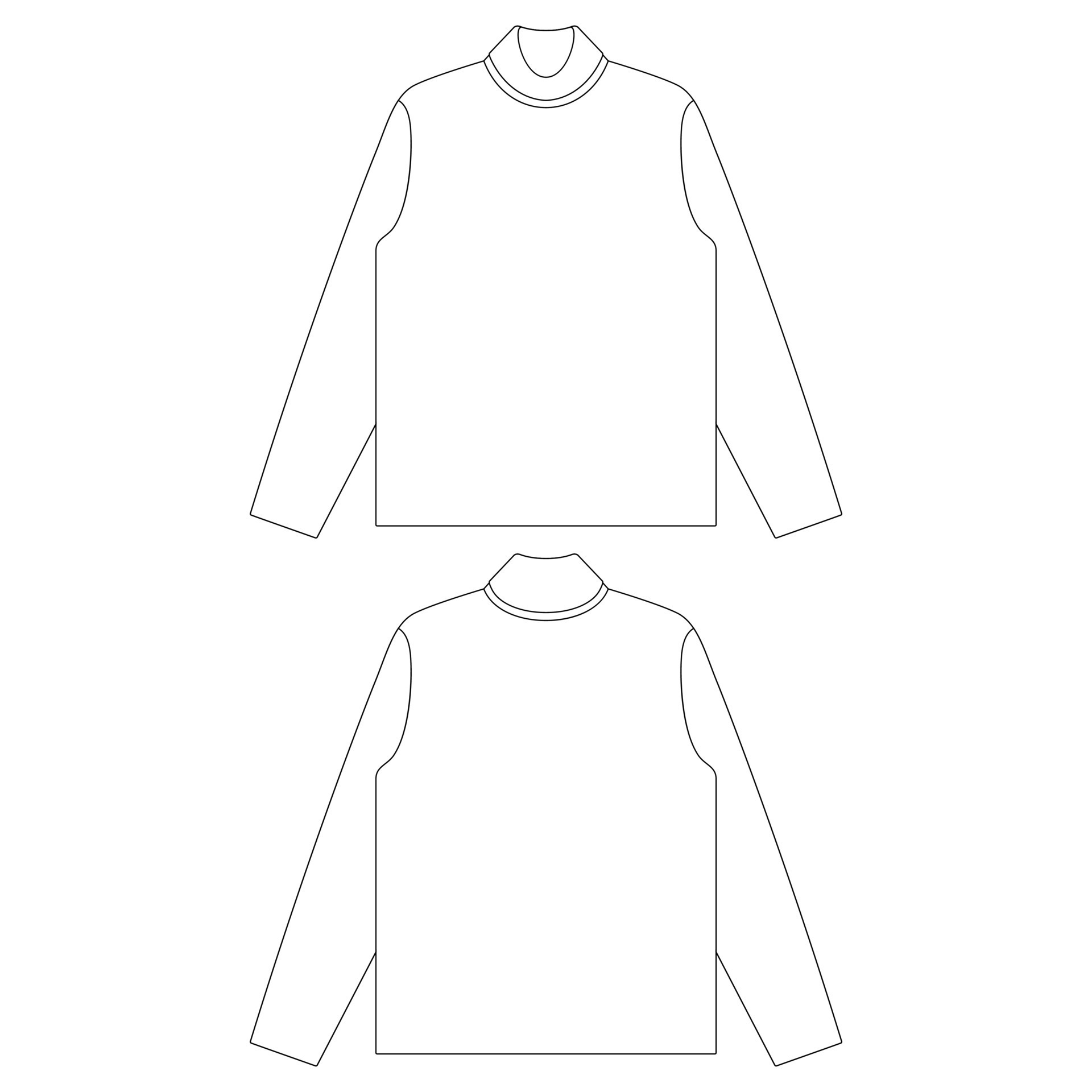 Turtleneck jersey sweater technical fashion illustration with long sleeves,  oversized body. flat outwear apparel template | CanStock