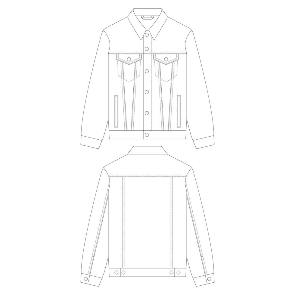 Template jeans jacket vector illustration flat sketch design