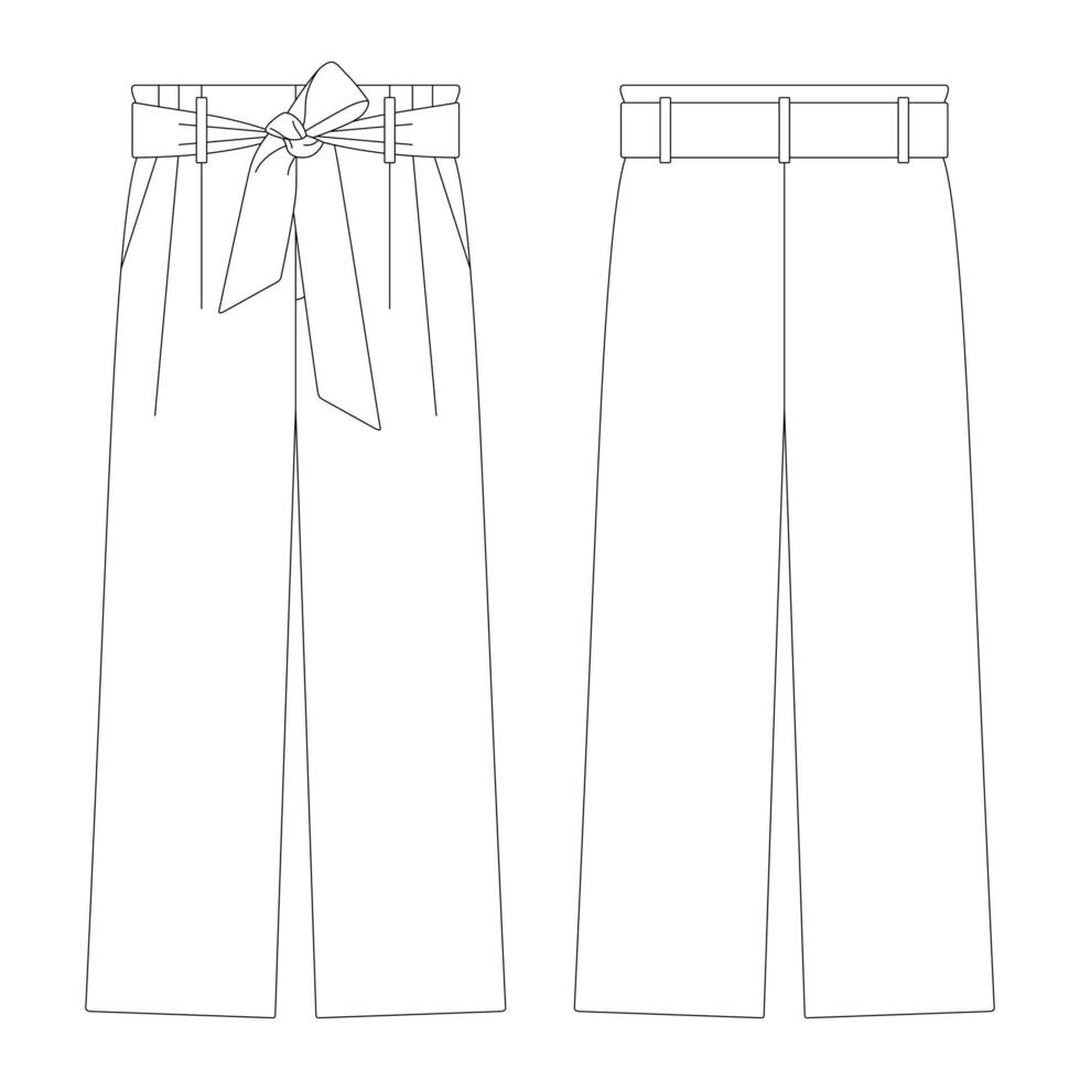 Template tie belt trousers vector illustration flat sketch design ...