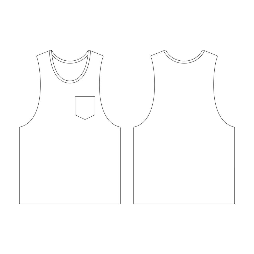 Template tank top pocket vector illustration flat sketch design outline  5149073 Vector Art at Vecteezy