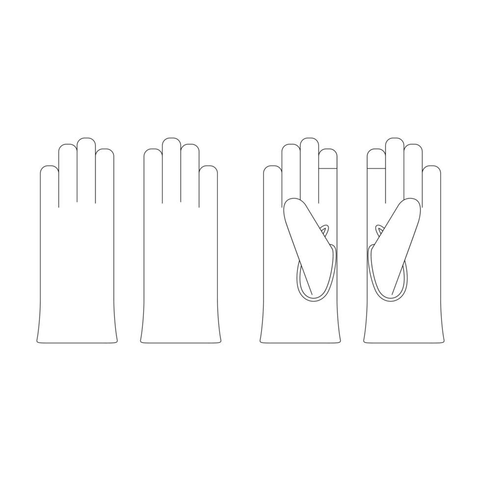 guantes de cuero de pantalla táctil de plantilla ilustración vectorial esquema de diseño de boceto plano evaluaciones vector