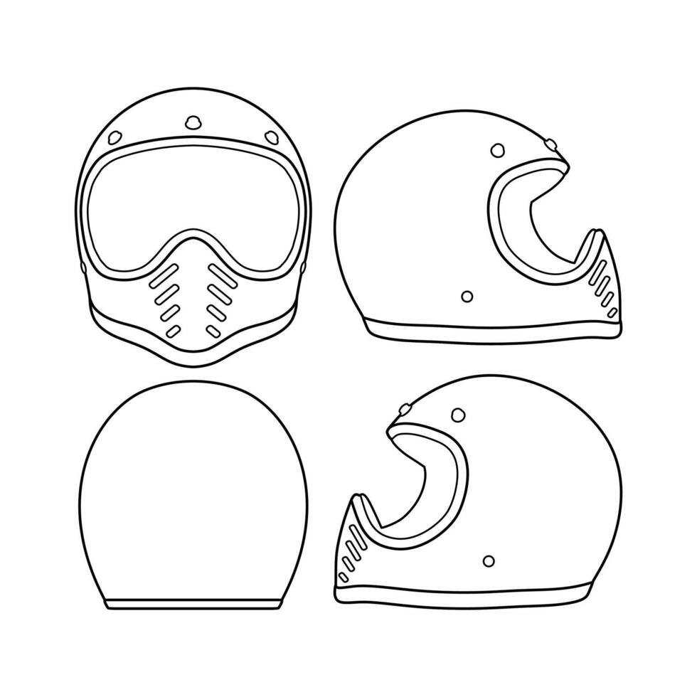 plantilla casco cara completa contorno diseño plano vector