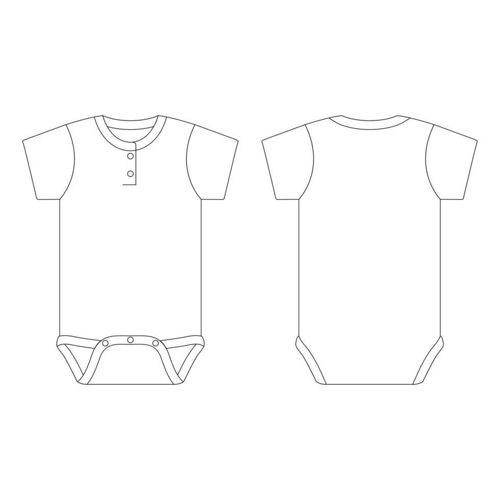 Template baby onesie with button vector illustration flat sketch design outline