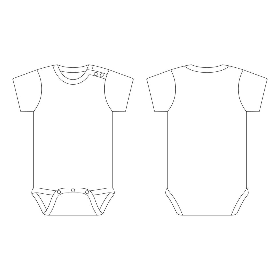 Template shoulder button baby onesie vector illustration flat sketch design outline