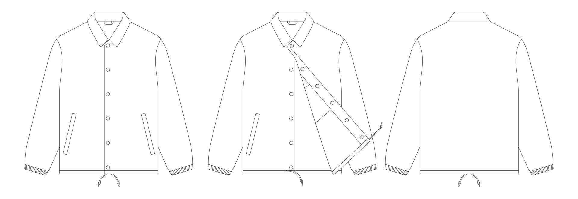 plantilla entrenador chaqueta vector ilustración diseño plano contorno ropa