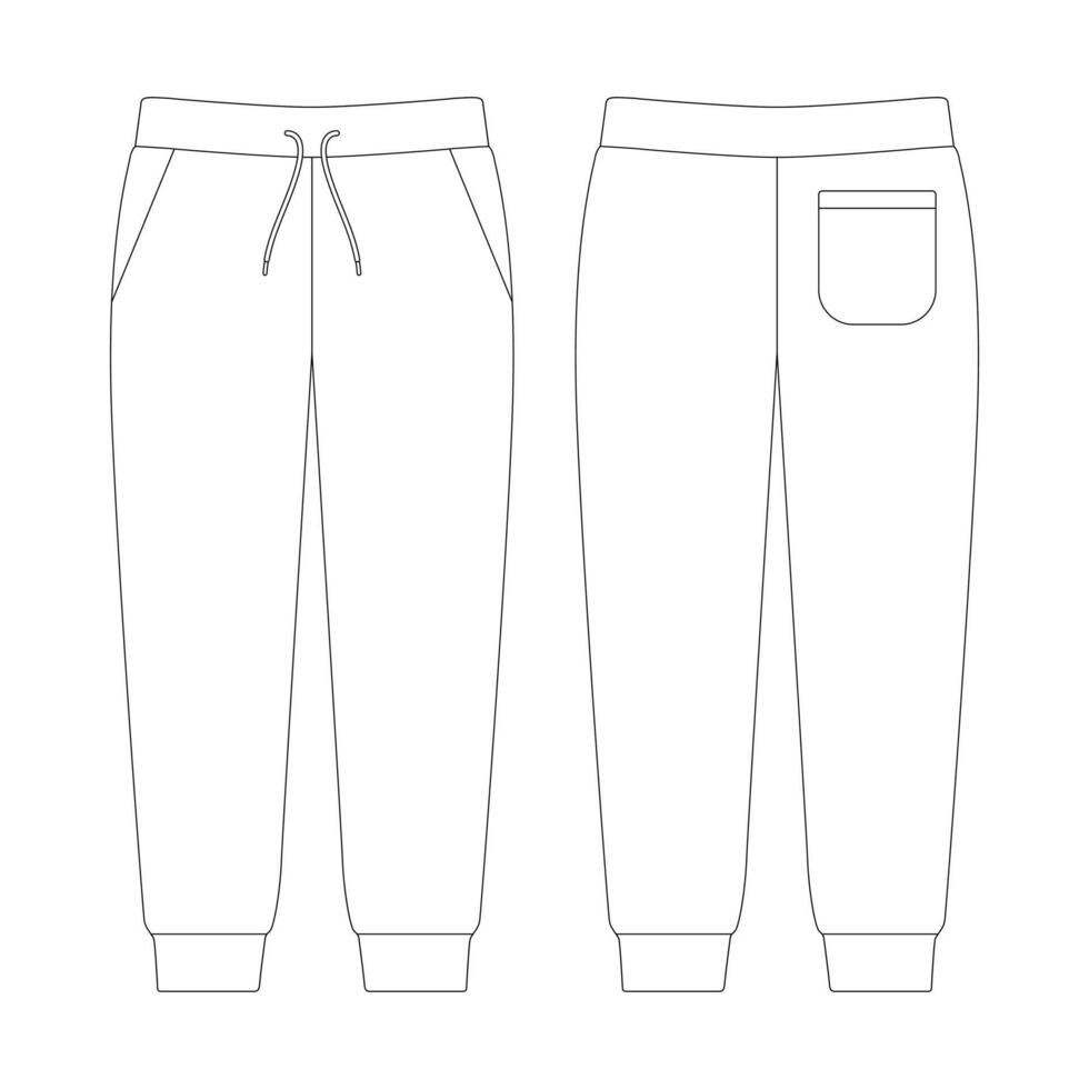 Template jogger sweatpants vector illustration flat sketch design outline