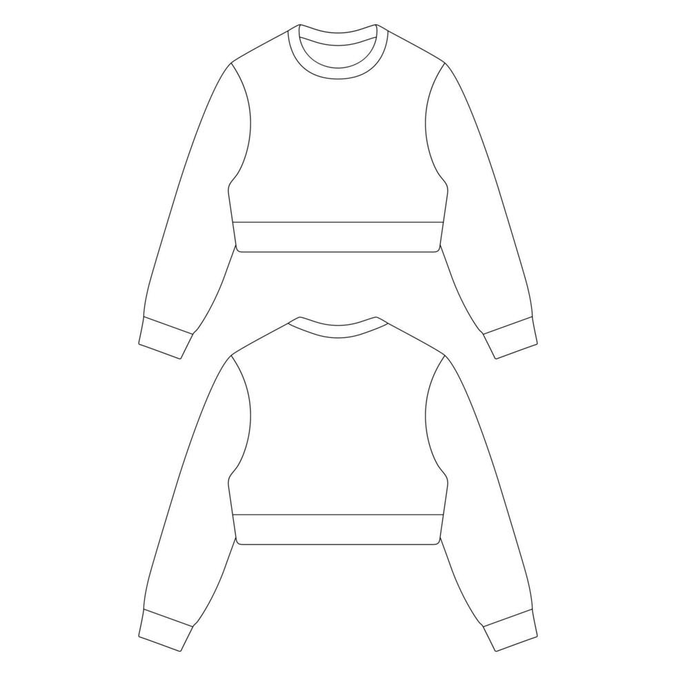 Template cropped sweater vector illustration flat sketch design outline