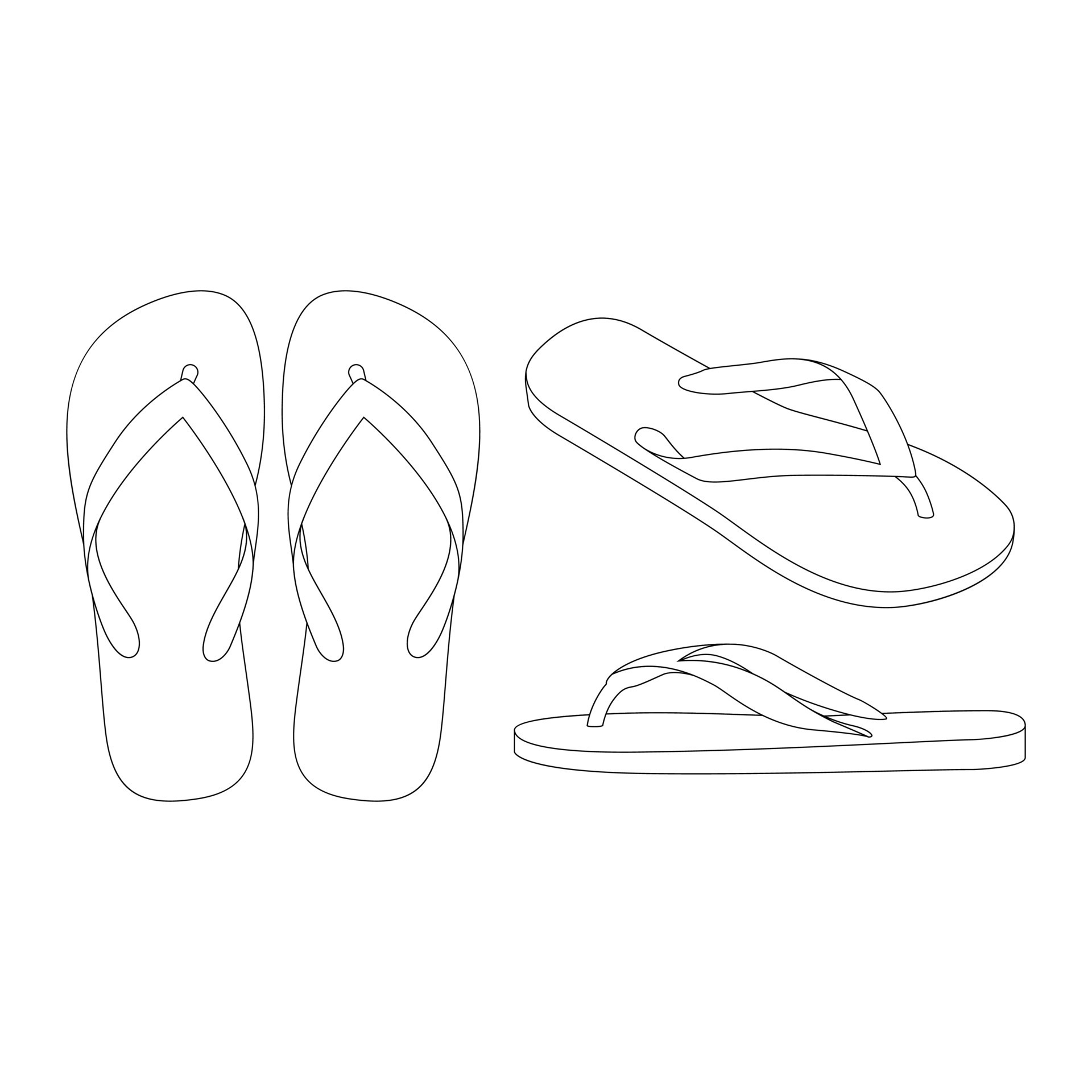Template flip flops sandals vector illustration flat sketch design Template flip flops sandals vector illustration flat sketch design