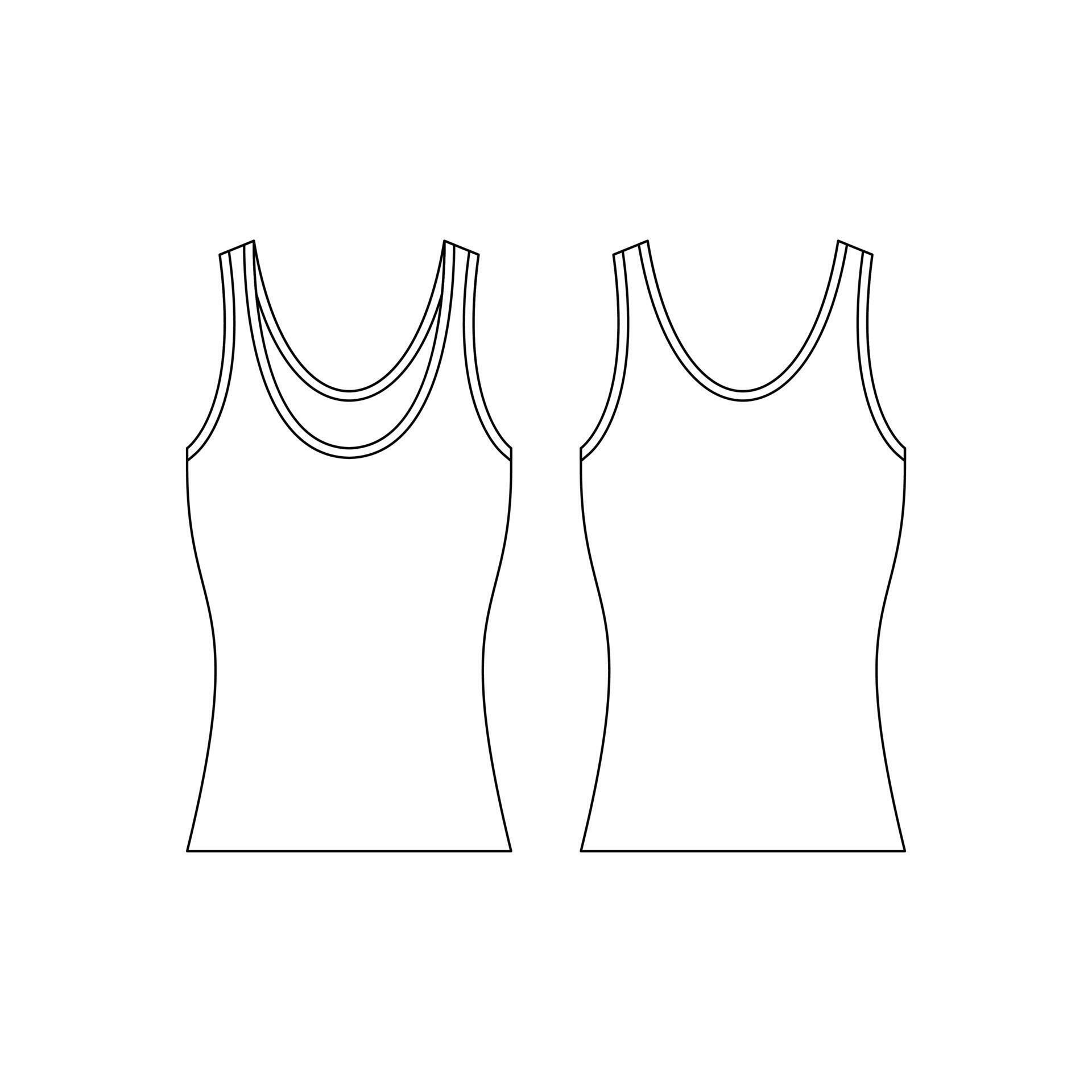 Template tank top vector illustration flat design outline template Template tank top vector illustration flat design outline template