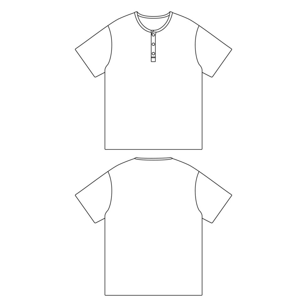 plantilla henely cuello camiseta vector ilustración diseño plano contorno ropa colección