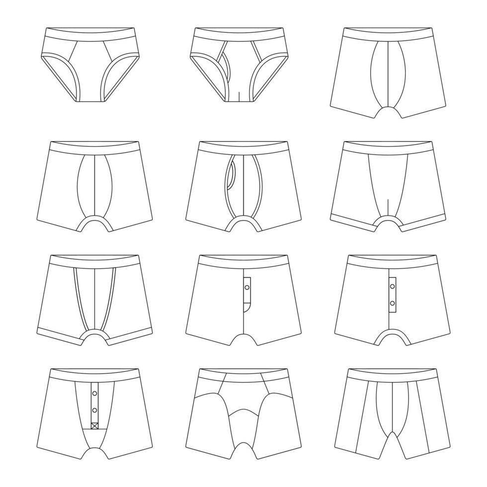 Template men underpants vector illustration flat sketch design outline