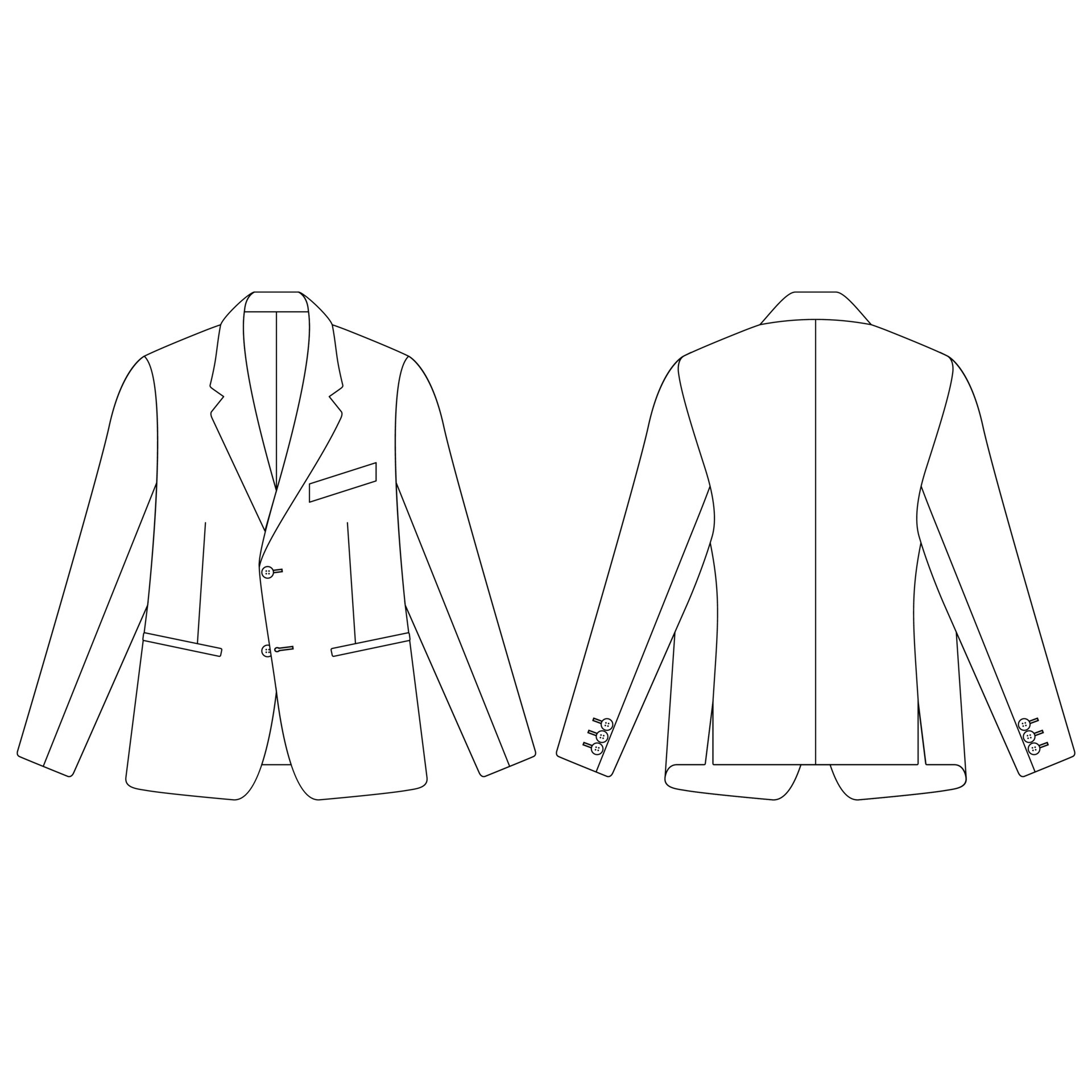 Template jetted pockets blazer vector illustration flat design outline ...