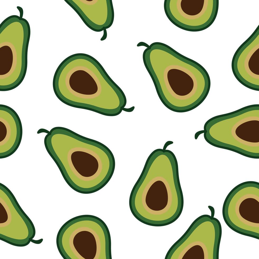 Pattern fruit avocado seamless vector flat design background