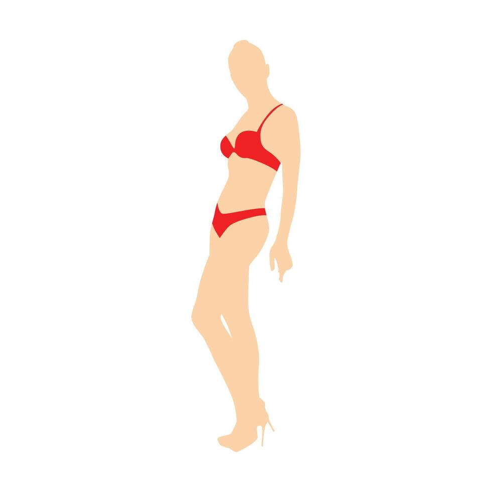 Beautiful girl model lingerie posing standing vector