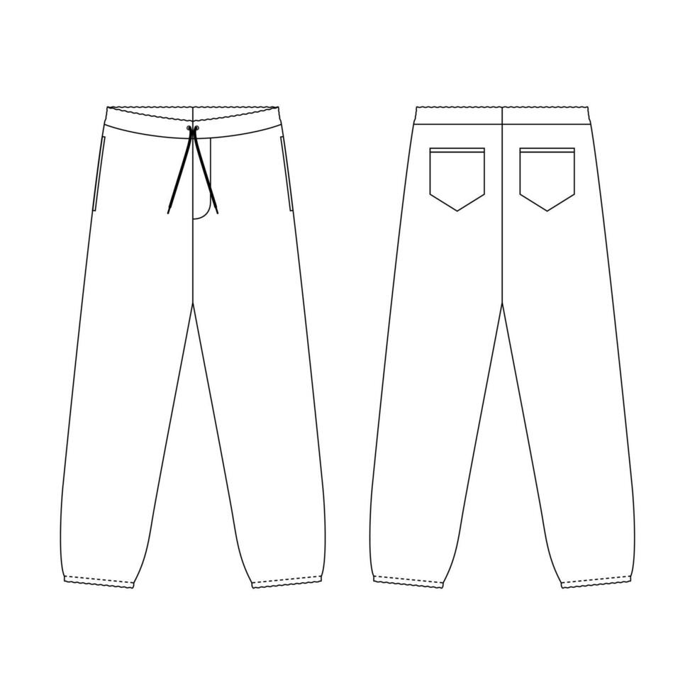 Template sweatpants vector illustration flat design outline clothing ...