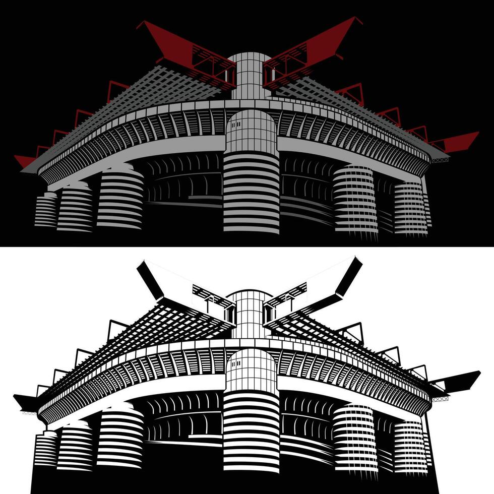 stadion san siro ilustración vector diseño plano