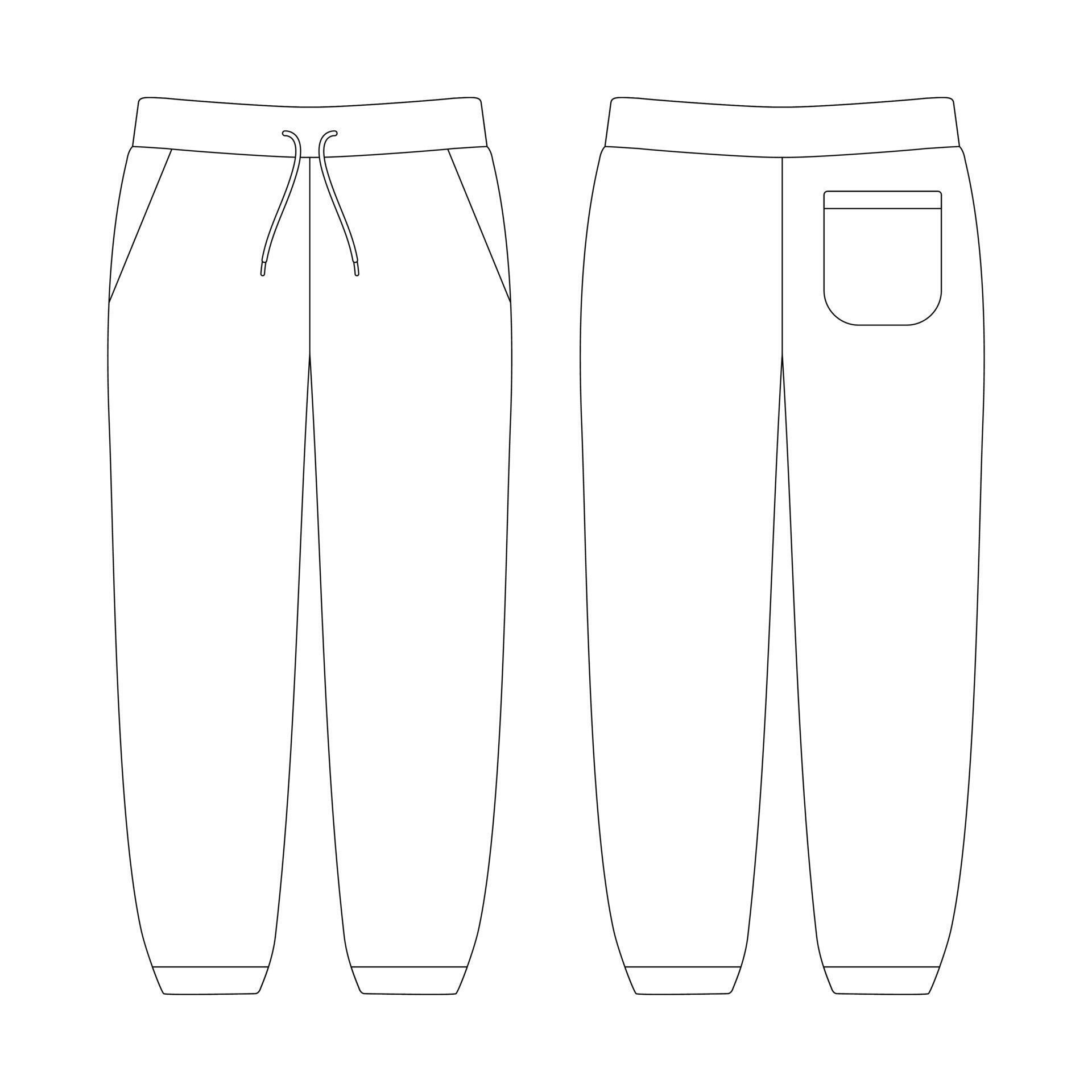 Template sweatpants vector illustration flat sketch design outline Template sweatpants vector illustration flat sketch design outline