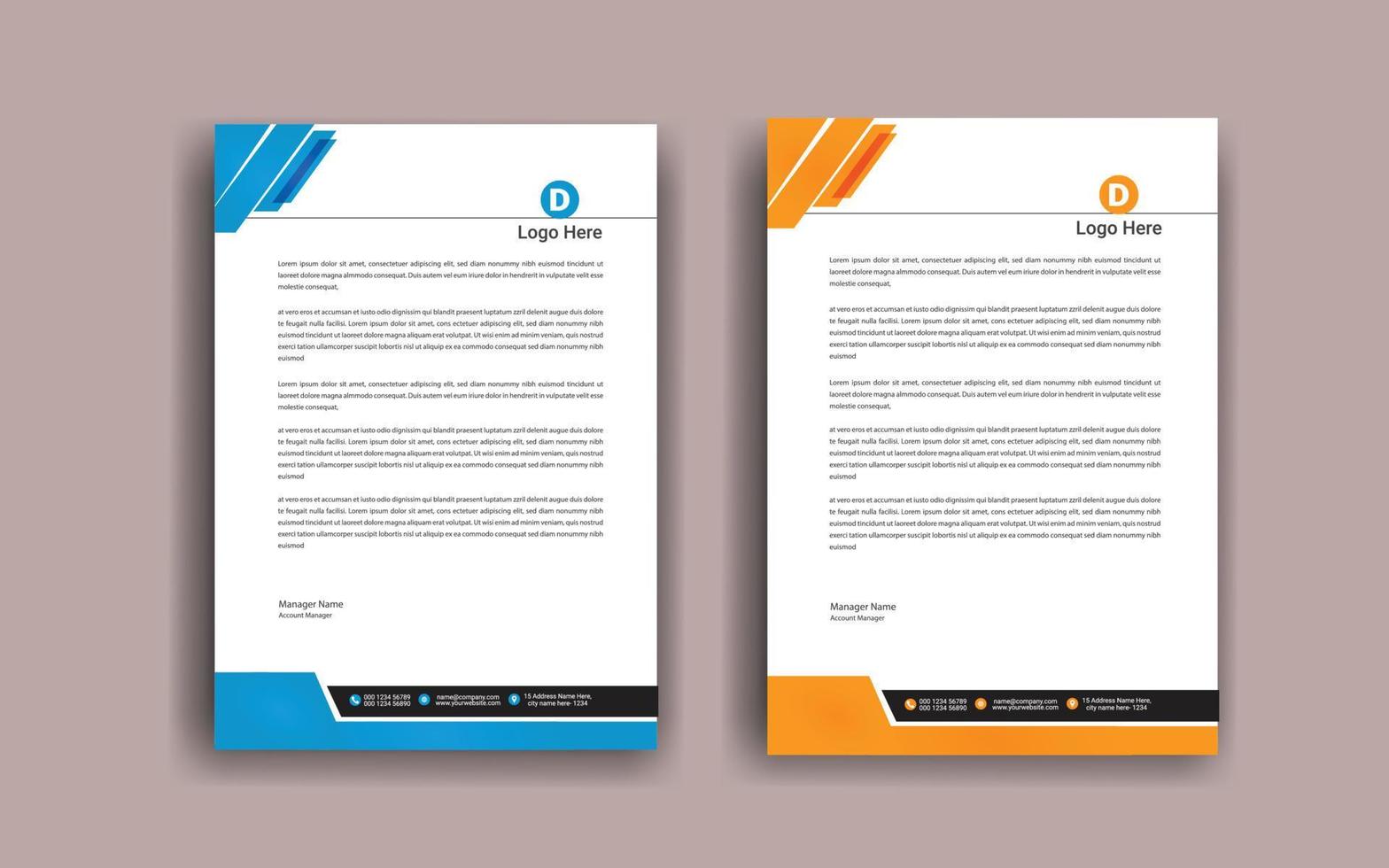 Modern company letterhead Template Design.Simple minimalist letterhead.elegant orange letterhead template design.business templates for your project.clean design and Vector illustration A4 cover.