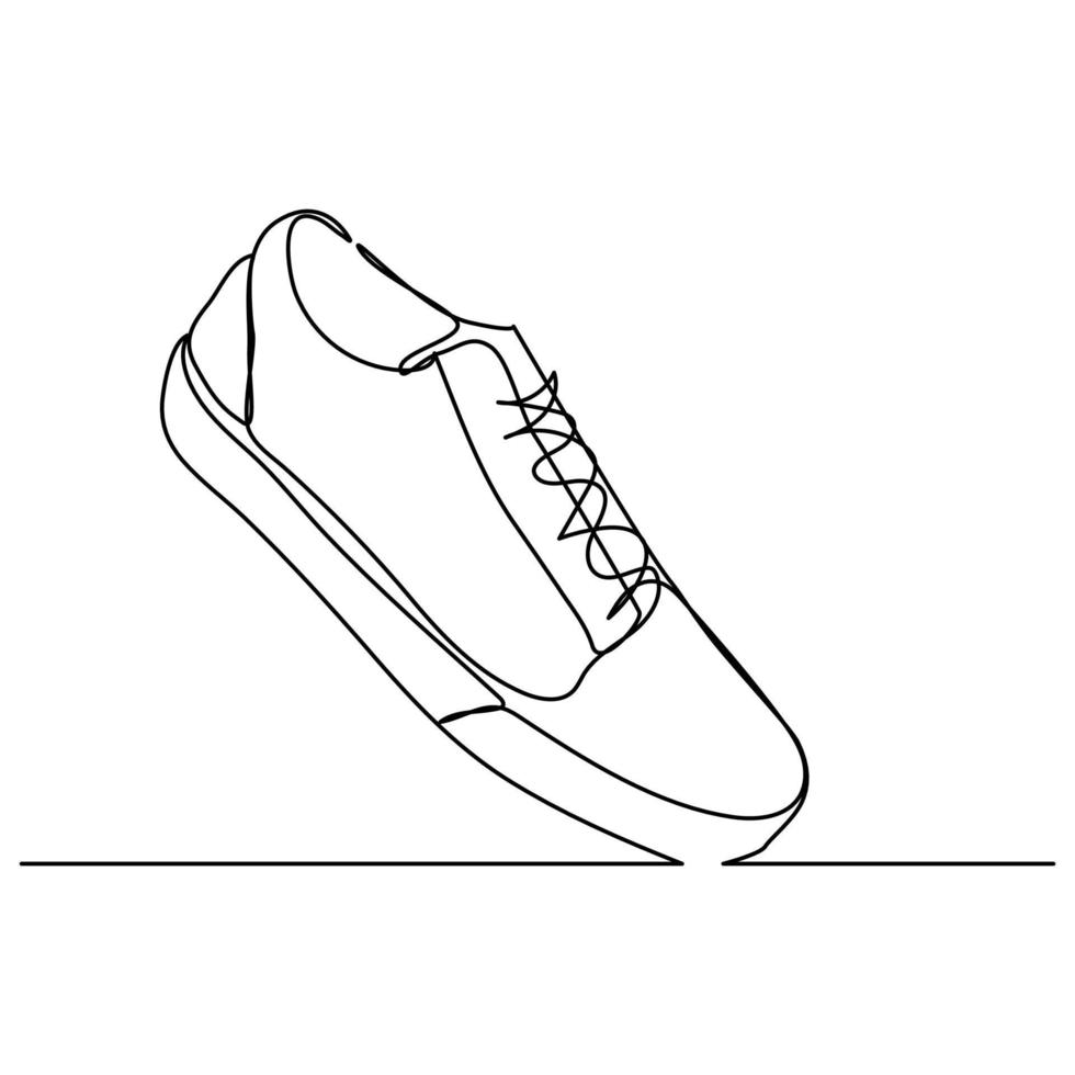 Continuous single line drawing of casual shoes. vector