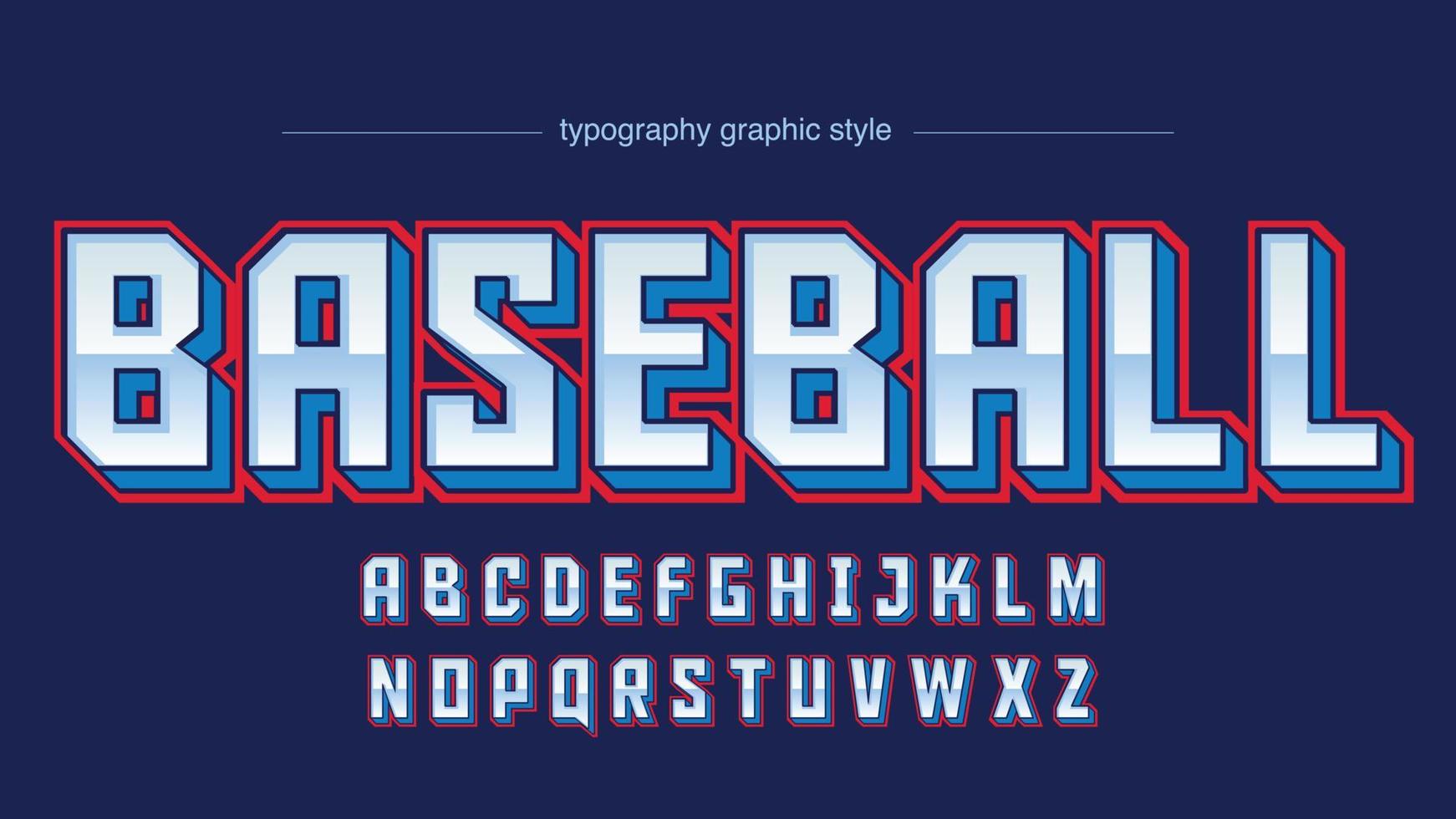 chrome blue and red uppercase 3d sports typography vector