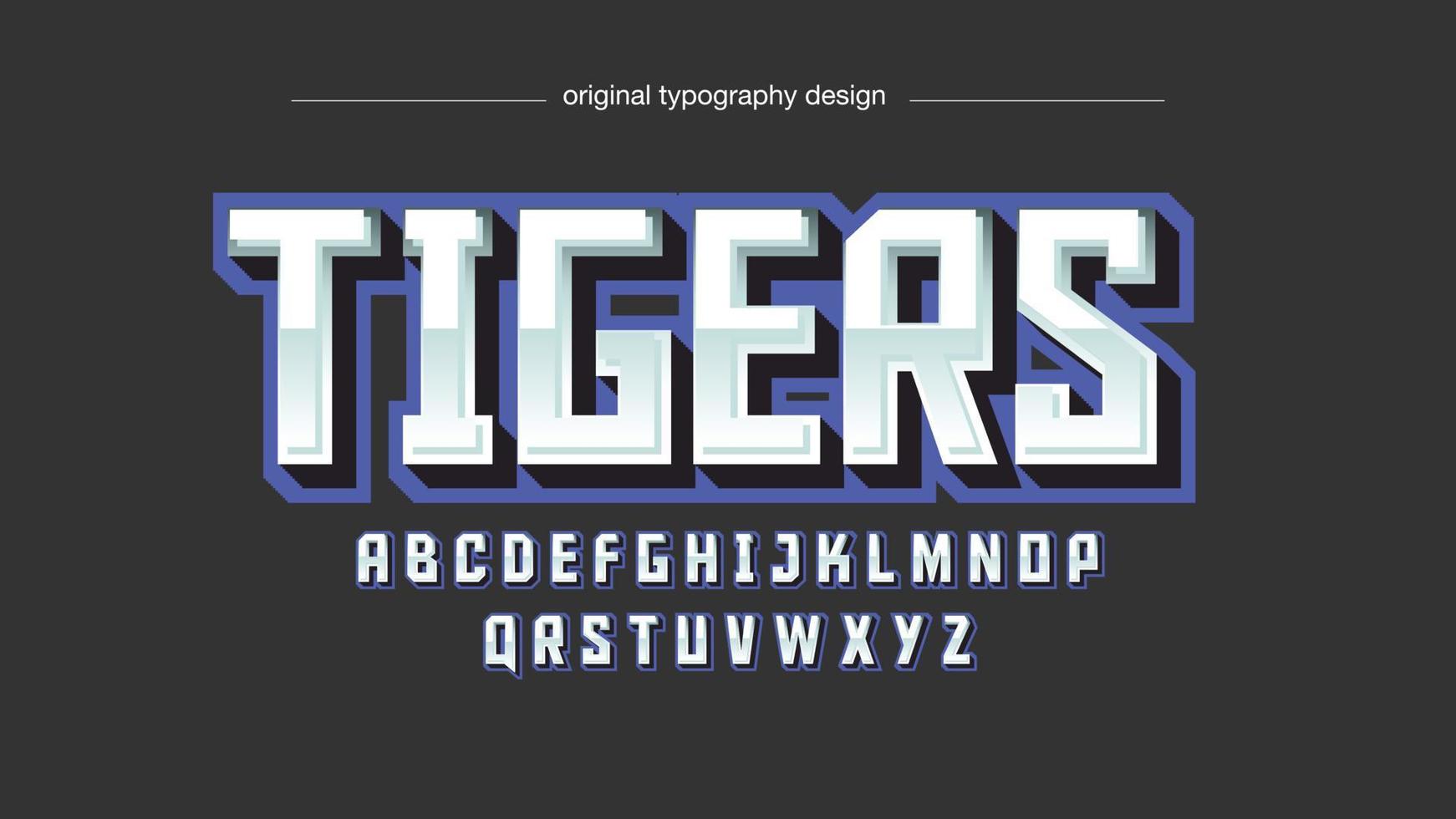 Tipografía deportiva de contorno azul y cromo 3d vector