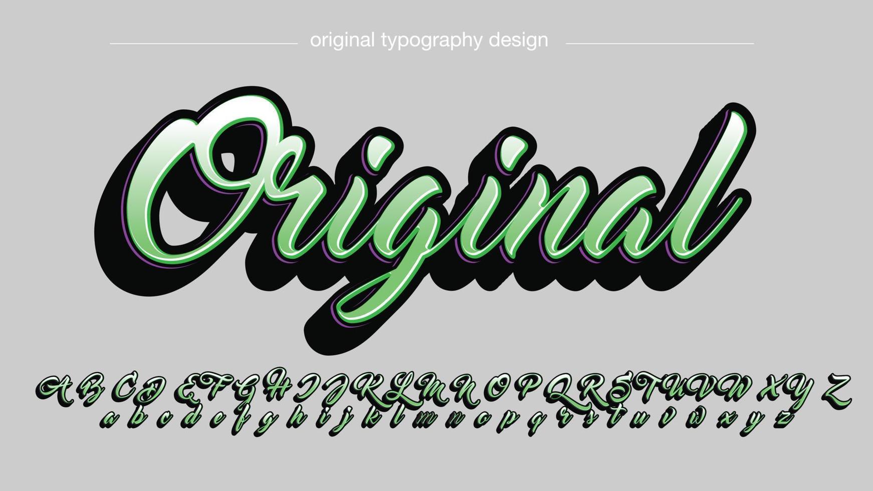 green cursive bold isolated letters vector