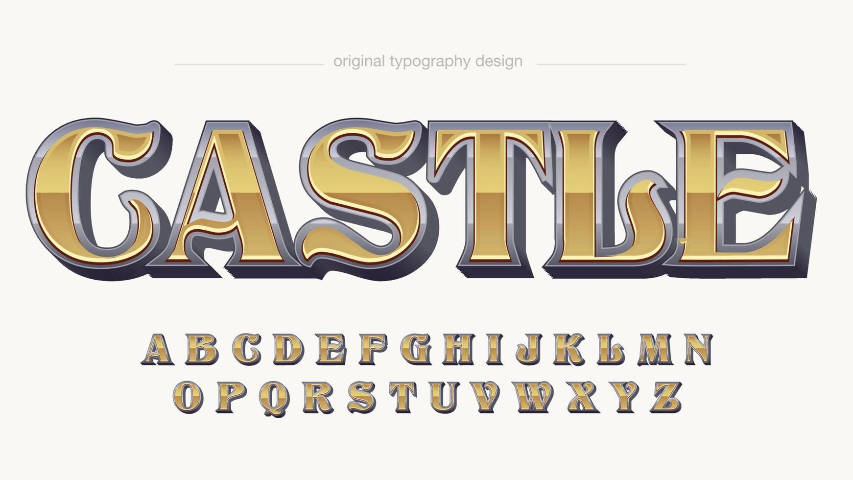 golden medieval typography style isolated letters vector