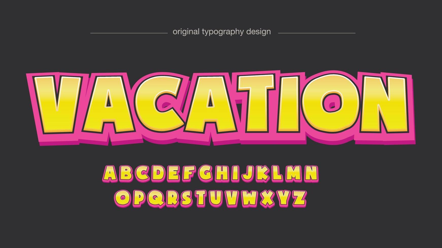 yellow and pink 3d cartoon display typography vector