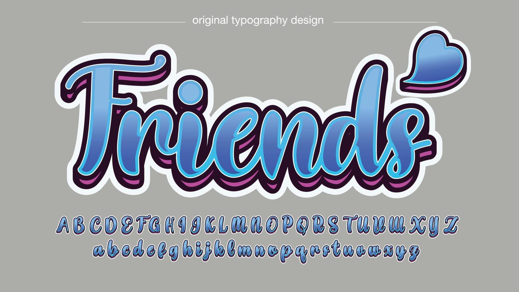 blue 3d bold cursive elegant typography vector