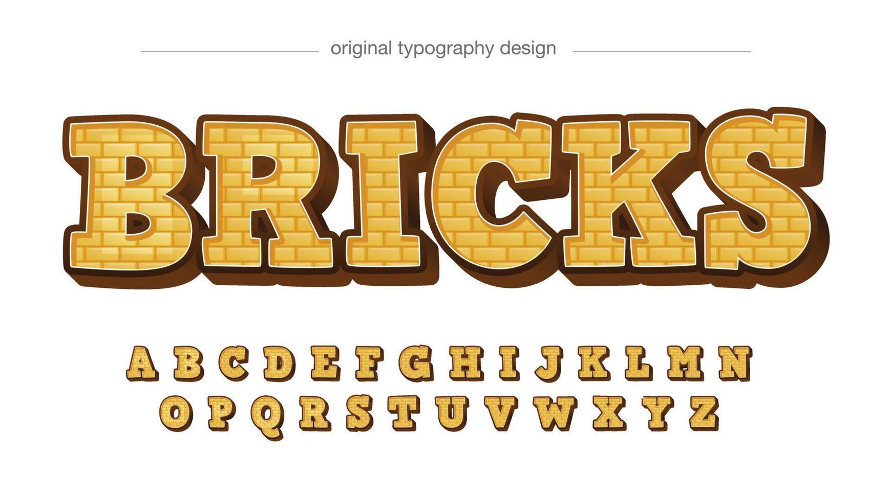 yellow brick wall pattern cartoon typography vector