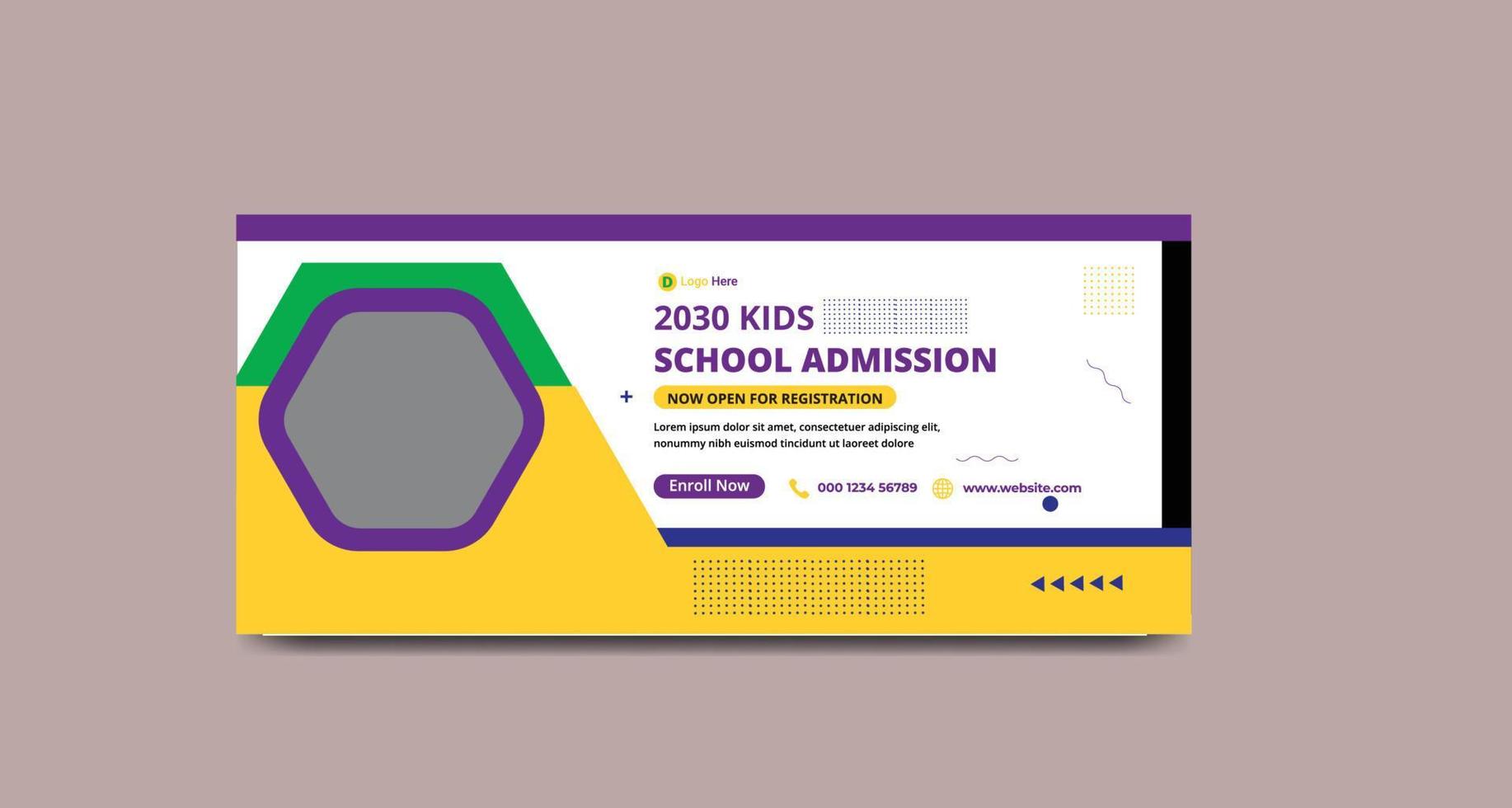 School admission timeline cover. Back to school cover. Social media banner template vector