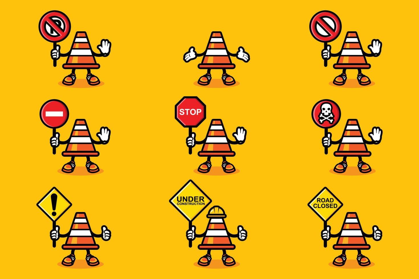 traffic cone set vector design