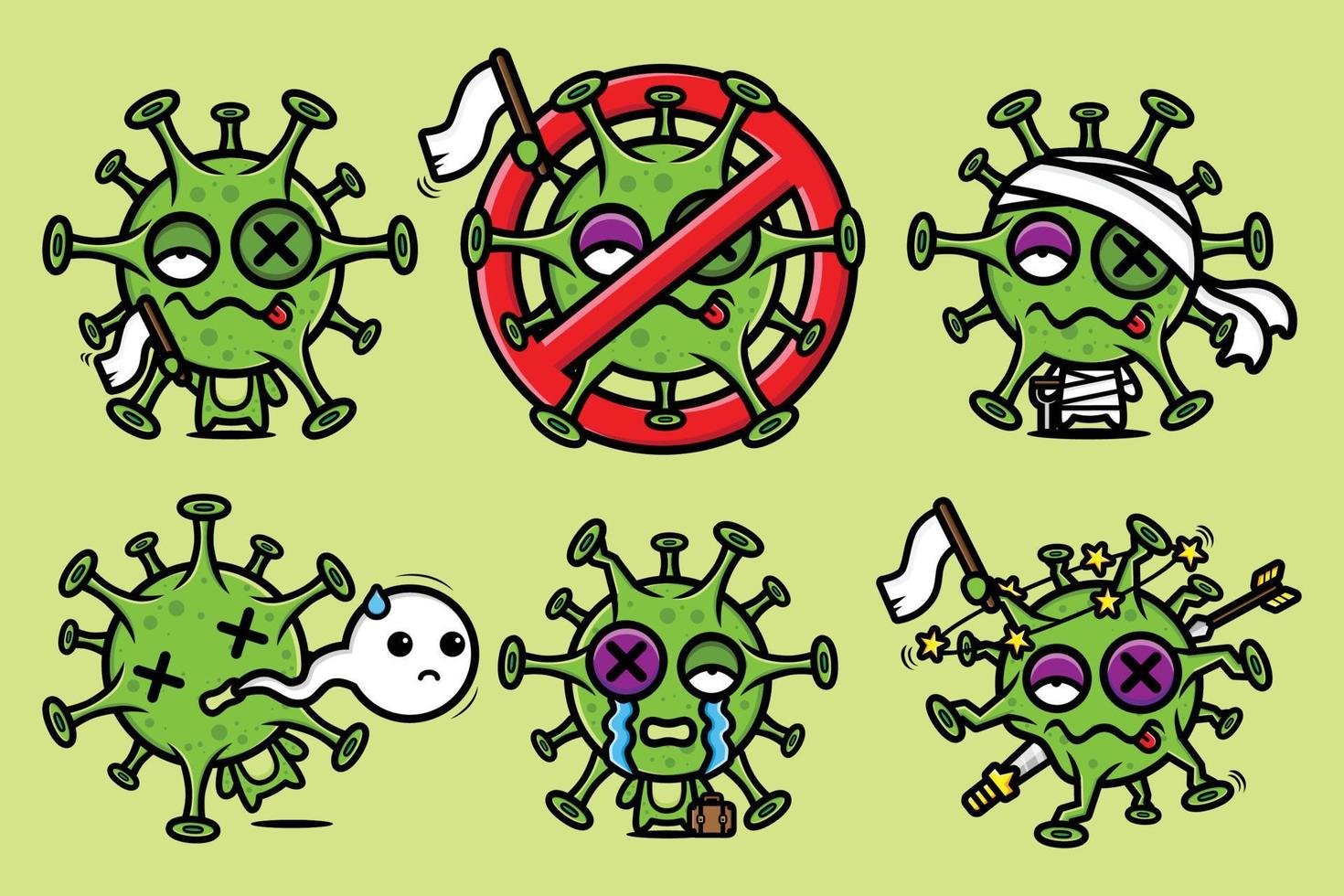 diseño de vector de virus que enarbola la bandera blanca