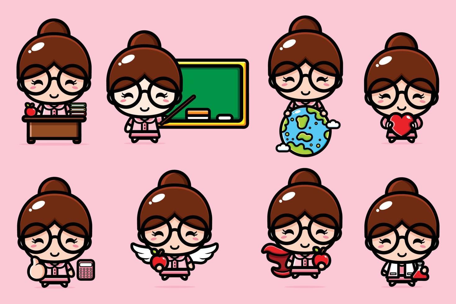 cute teacher character vector design